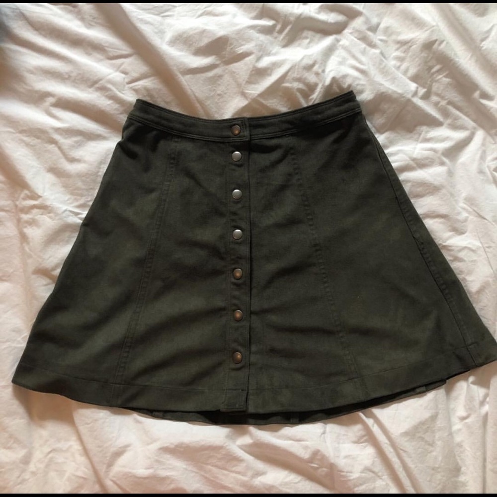 Abercrombie olive green Aline button up skirt